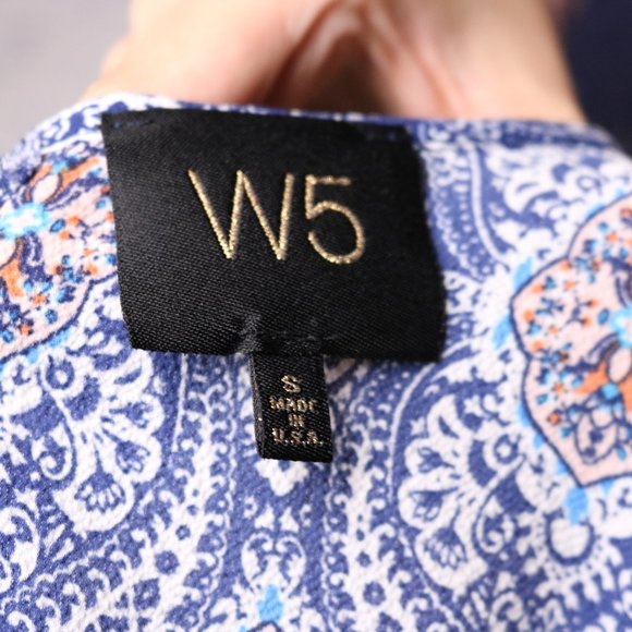 Anthropologie W5 blue paisley high low blouse - Picture 9 of 9